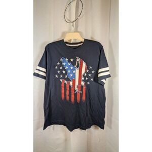 Spirit Of America Men's Ringer T-Shirt Patriotic Eagle American Flag Blue XL